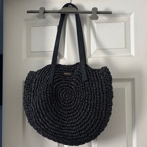 Sun N Sand Black Straw Crochet Tote Bag